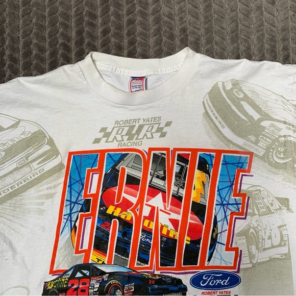 Vintage Ford Official Sportswear Ernie Irvan T Shirt Mens XXL White AOP Racing - Picture 3 of 11